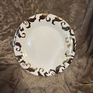 Ciroa Luxe Metalic Gold Leaves Dinner Plate Excellent Condition Beautiful Bin 24